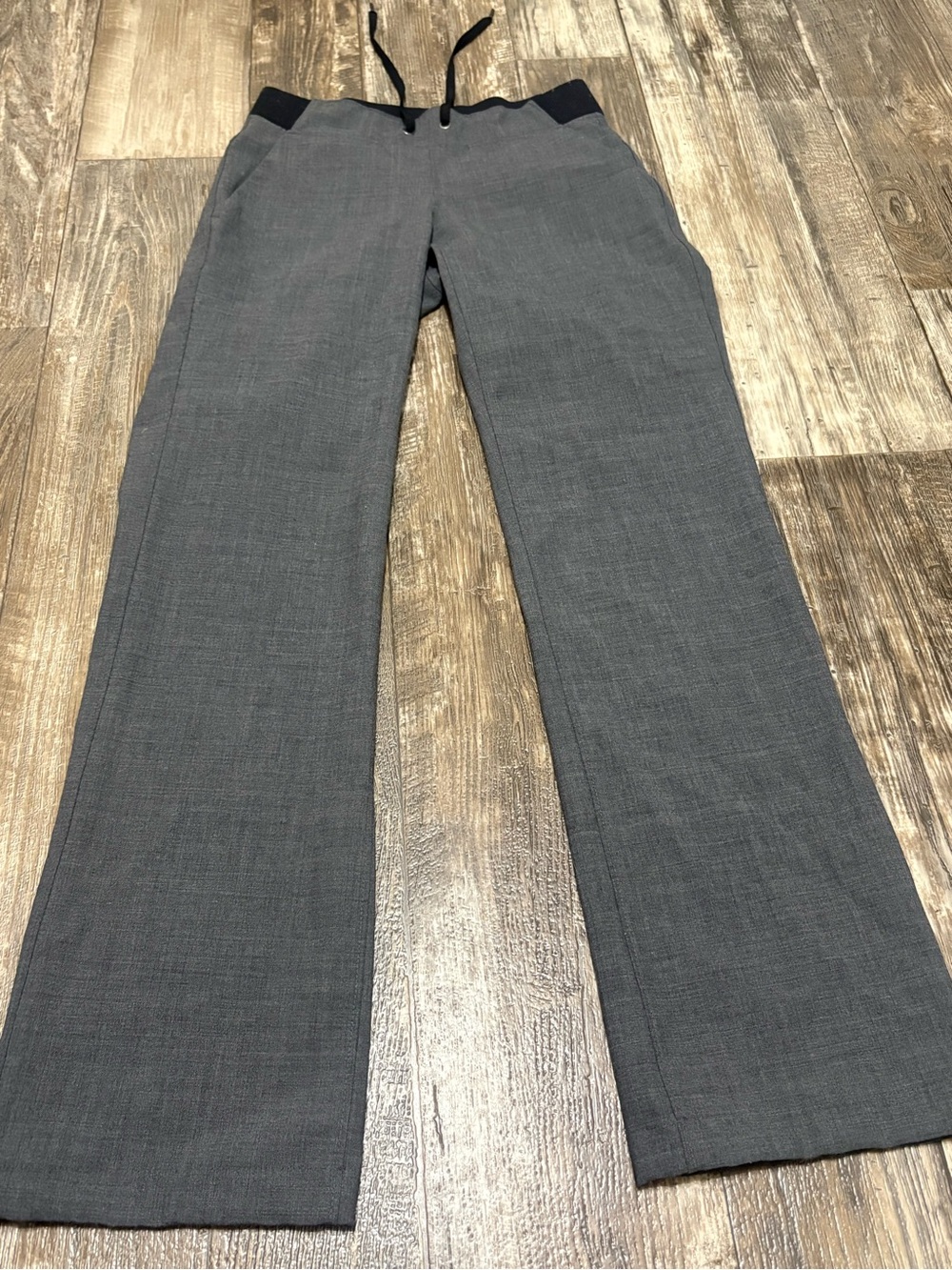 Athleta Gray Wide-Leg Pull-On Pants with Drawstring Waist